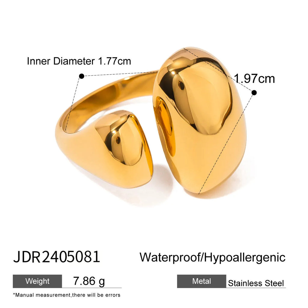 Geometric open ring for women in electroplated stainless steel with European exaggerated style