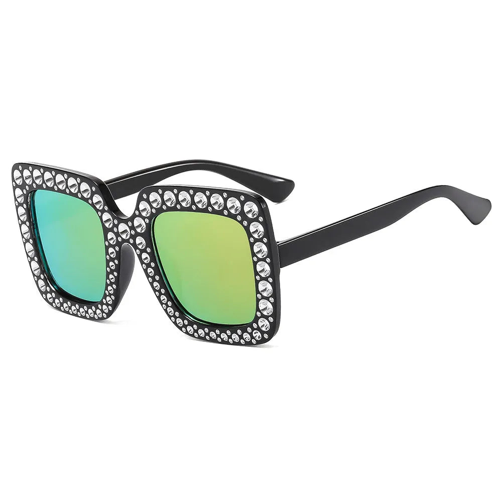Plastic sunglasses storage box with clear transparent lid showing fashion eyewear inside