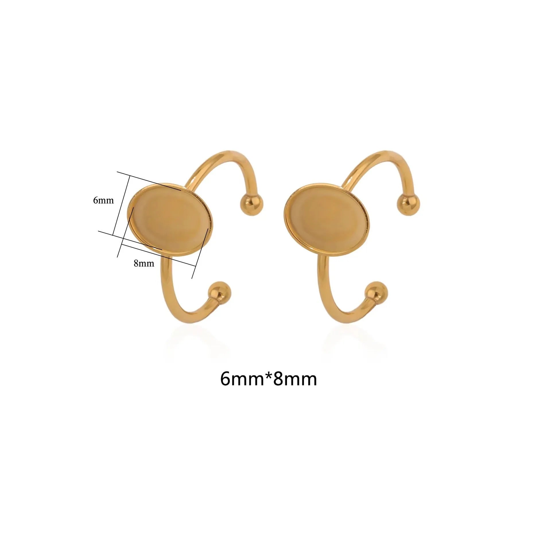 Gold stainless steel ring setting with totem pattern in multiple shapes for DIY jewellery