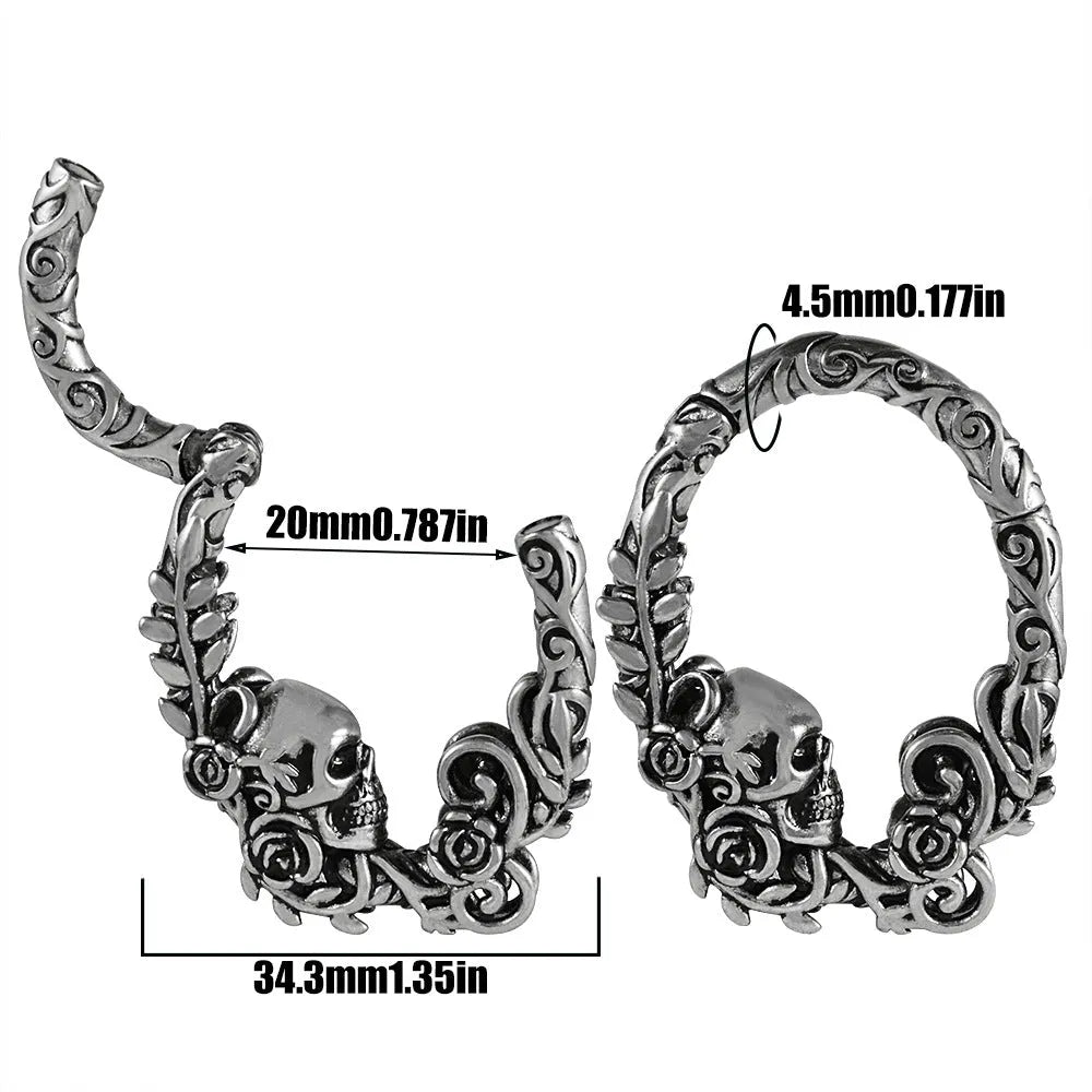 Stainless steel totem pattern earrings with geometric design and electroplated finish