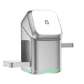 Black mobile phone magnetic wireless charging stand showing 180-degree rotation capability with Type-C cable