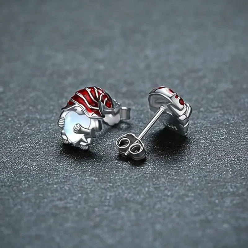 Women's cute Santa Claus heart-shaped earrings in electroplated white gold colour