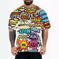 Men's loose fit graphic t-shirt in coloured letters or eagle head design on grey background