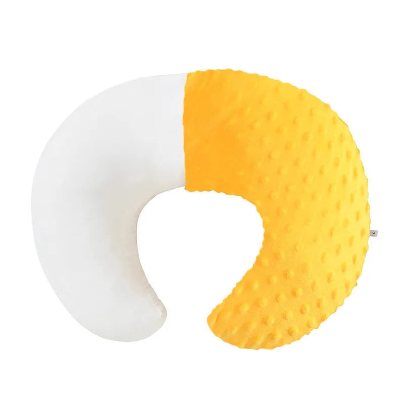 Nursing pillow with cotton-filled support and washable polyester cover in choice of colours