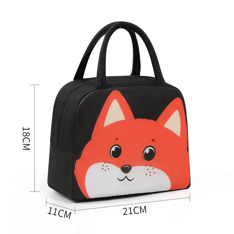 Children's insulated lunch bag with aluminium foil lining in orange bear cartoon design