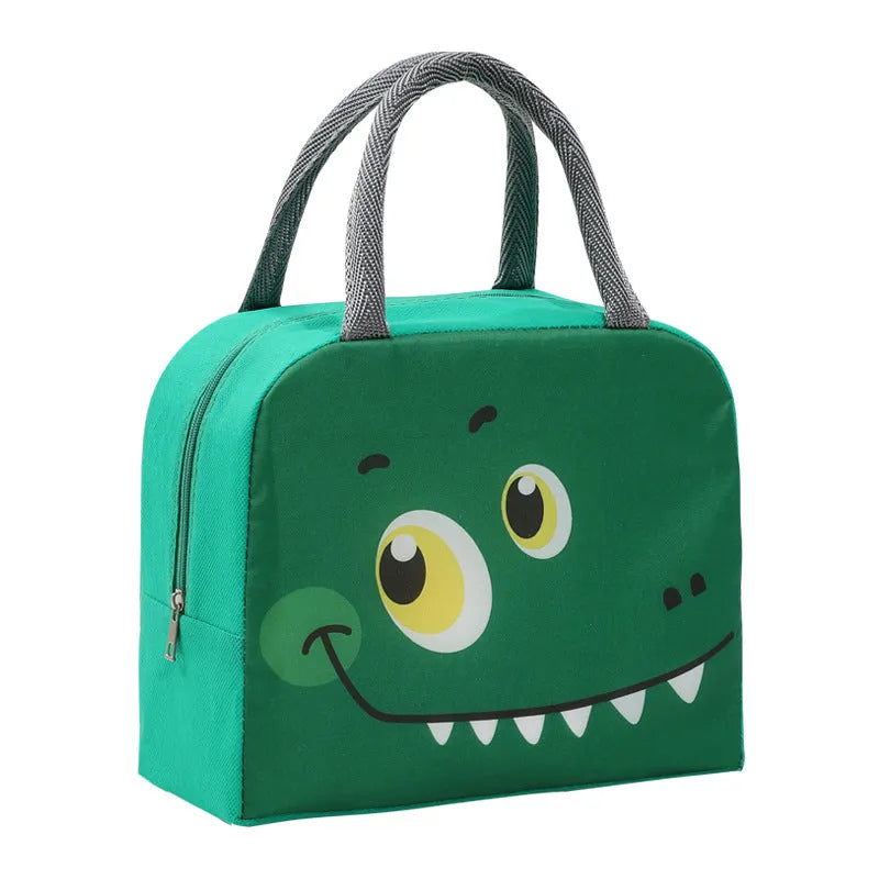 Children's insulated lunch bag with aluminium foil lining in orange bear cartoon design