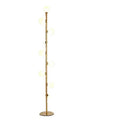 Modern minimalist floor lamp with wrought iron frame and round marble base, showing four light colour options.