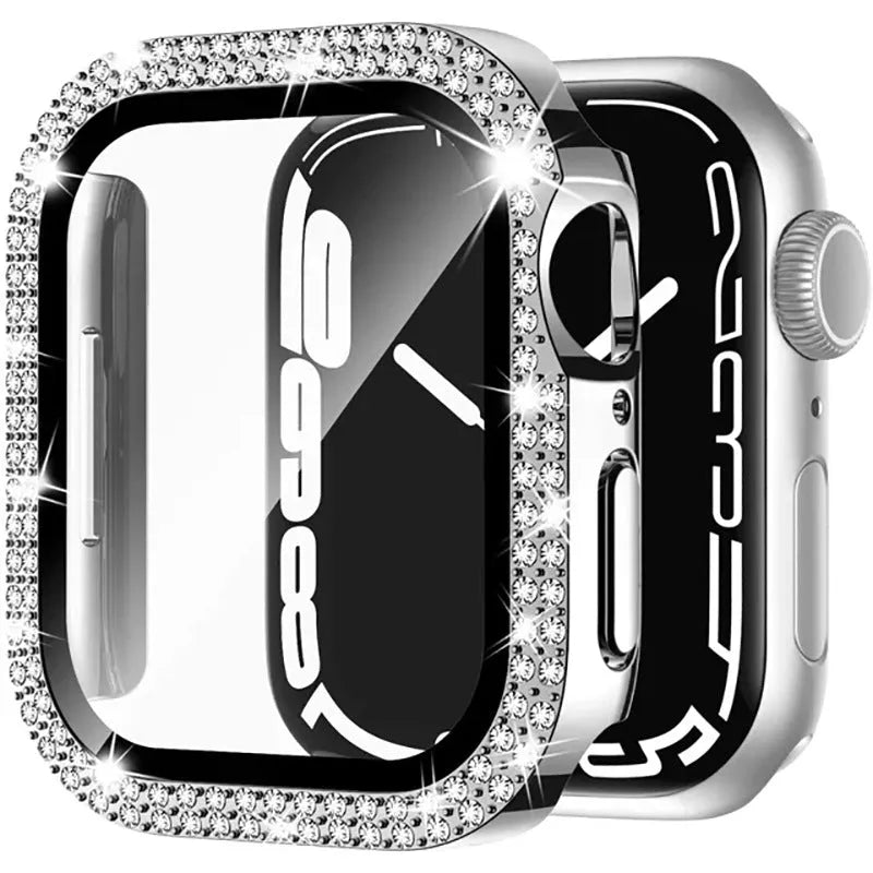 Apple Watch case with double diamond glass screen protector and flip-up privacy cover in multiple colour options
