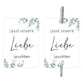 White card decorative labels in G45 style, 50 sheet set for event personalisation