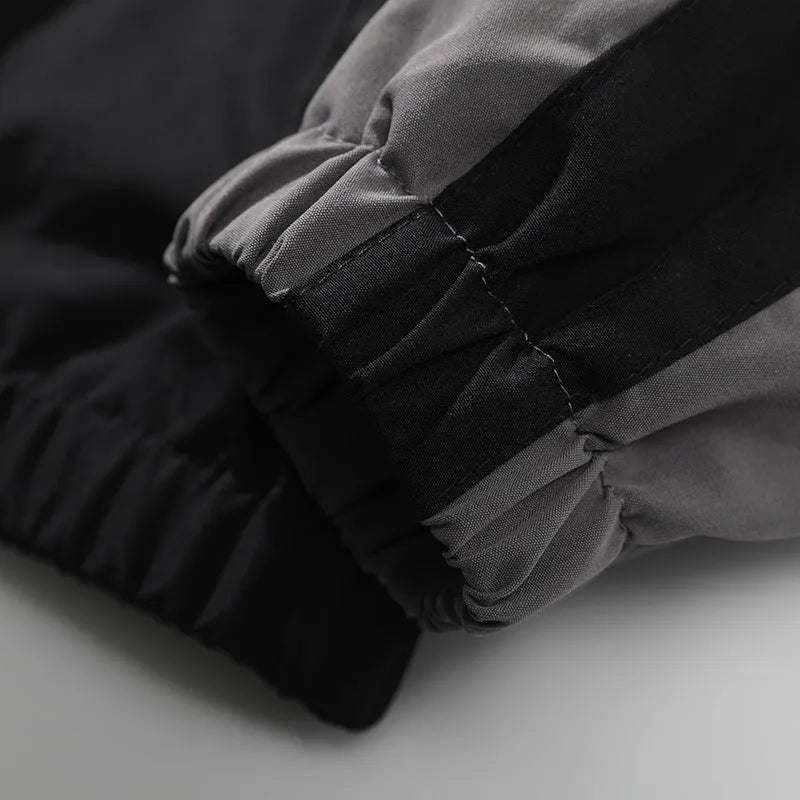 Men's casual jacket with contrast stitching design in black colour showing side pockets and regular sleeve construction