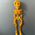 3D printed white skull refrigerator magnet ornament showing detailed modelling, shown next to a ruler indicating 18cm height.