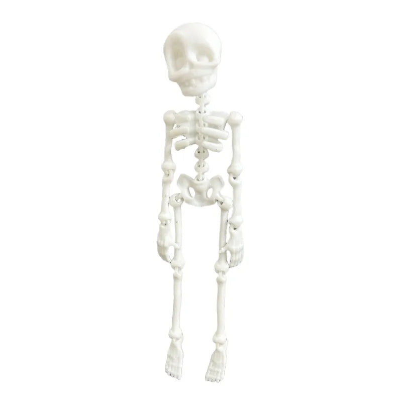 3D printed white skull fridge magnet for Halloween decoration, 18cm tall on a refrigerator.