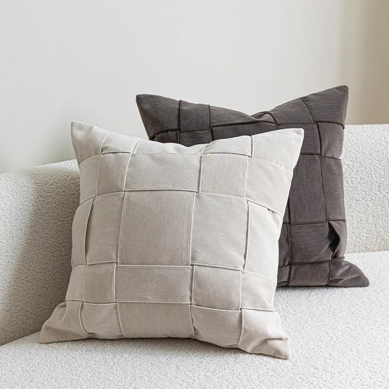 Chenille woven square pillow cushion with feather velvet filler in 50x50cm size
