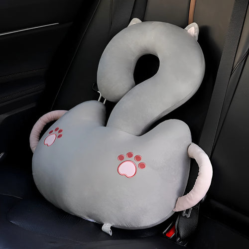 Cartoon animal cushion pillow with question mark design and hugging arms, 65cm square size