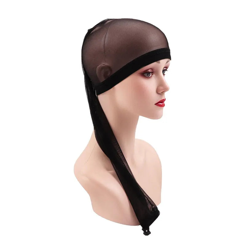 High elasticity spandex wig mesh cap in breathable mesh design on a white background