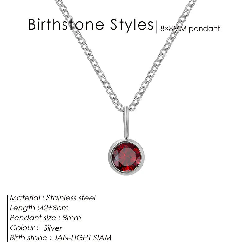 Entry Lux Colorful Rhinestone Pendant stainless steel U-shaped necklace with golden finish and July rose red rhinestone