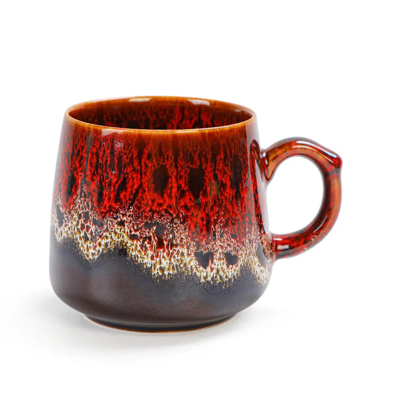 Large-capacity ceramic coffee mug with mild luxury retro style and 8.5cm height