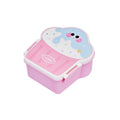 Blue and pink ice cream shaped plastic lunch box with compartments, spoon and fork included