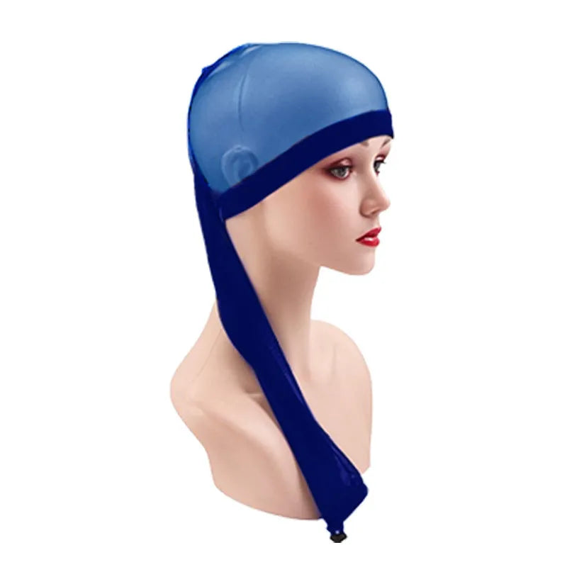 High elasticity spandex wig mesh cap in breathable mesh design on a white background