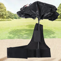 Black portable umbrella holder with shoulder strap for hands-free carrying