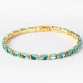 Women's electroplated zircon bracelet in alloy with golden plating and coloured stones