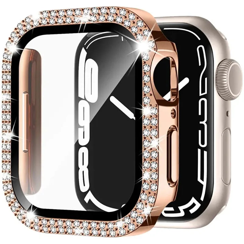 Apple Watch case with double diamond glass screen protector and flip-up privacy cover in multiple colour options