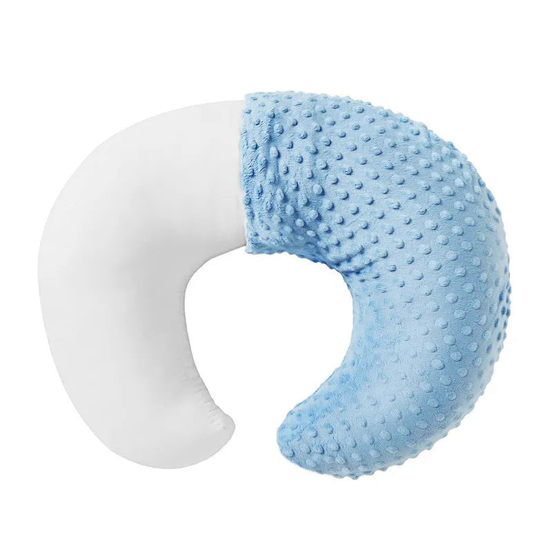 Nursing pillow with cotton-filled support and washable polyester cover in choice of colours