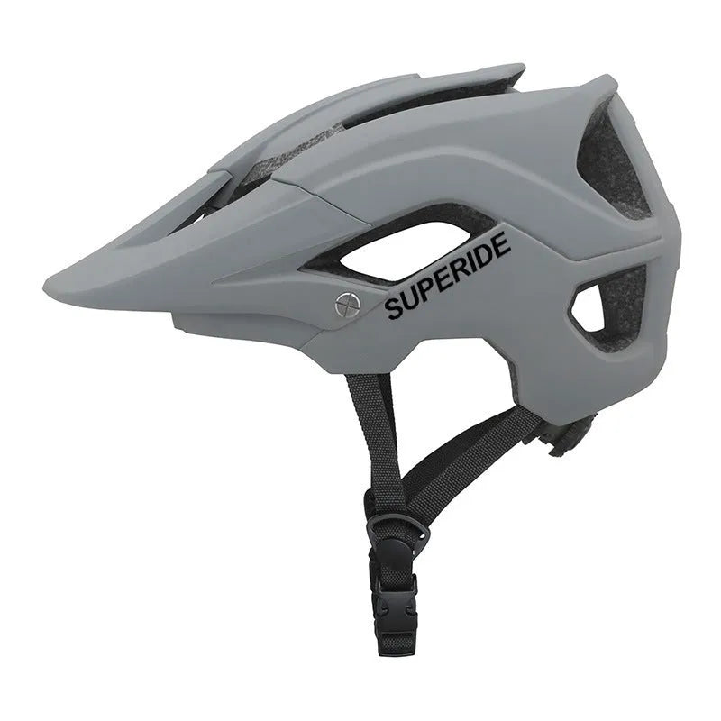 Ultra-light breathable mountain bike helmet with PC shell, camouflage colour, side view