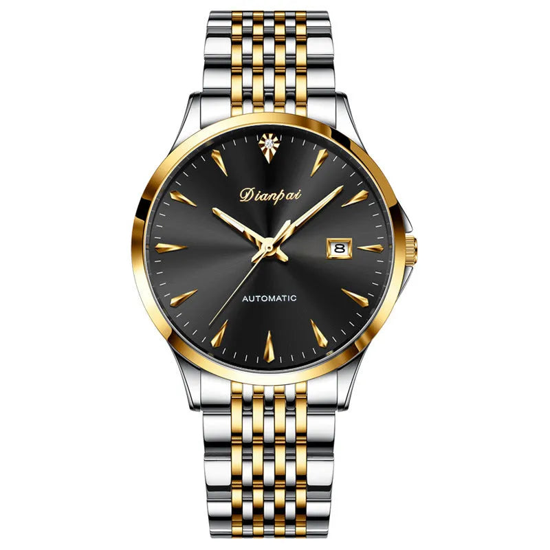 Men's simple dial automatic watch with stainless steel strap and case
