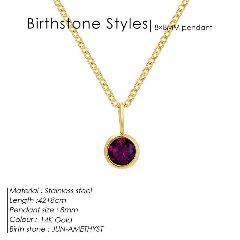 Entry Lux Colorful Rhinestone Pendant stainless steel U-shaped necklace with golden finish and July rose red rhinestone