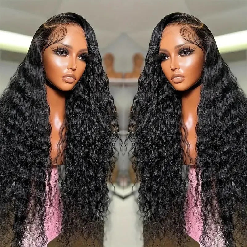 A long curly synthetic lace front wig in black on a small roll wound tube afro base.
