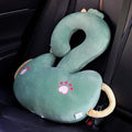 Cartoon animal hug car cushion pillow in a square 65x65cm size on a sofa.