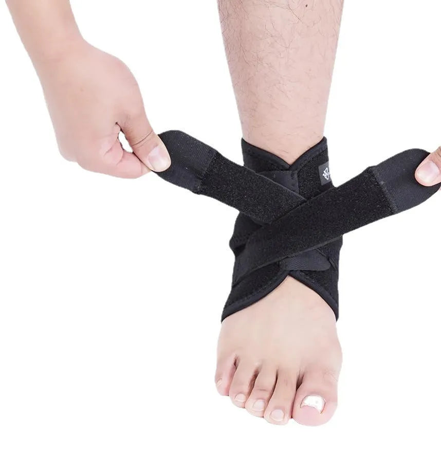 A black sports ankle support protective gear for basketball, football, running, and fitness activities.