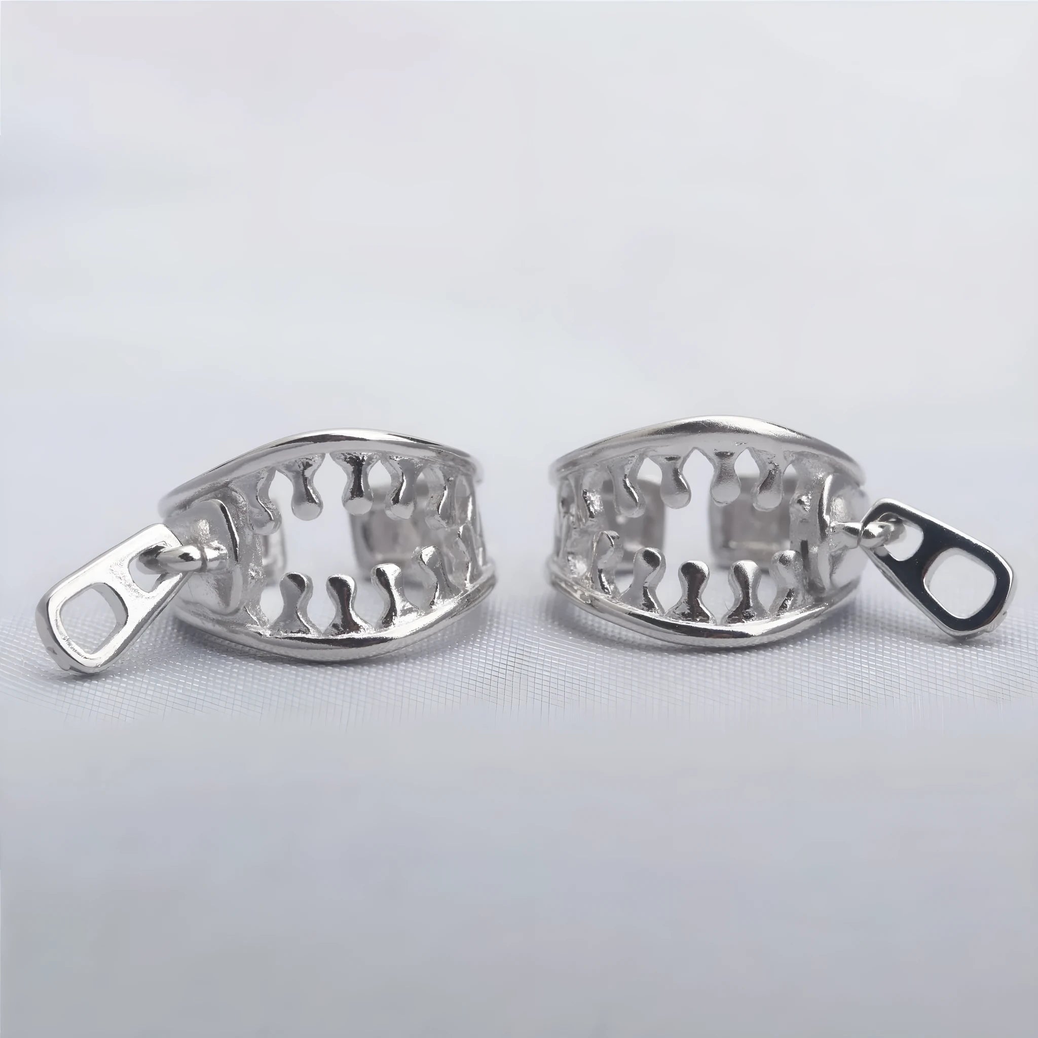 Geometric copper ear clips with simple line design and zipper closure mechanism