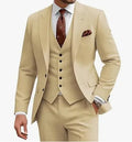 Men's slim fit three-piece suit in acetate fibre blend available in nine colours with Asian sizing