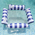Inflatable four-tube striped floating bed deck chair on water