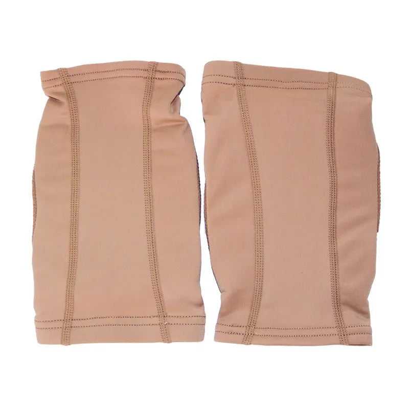 Ballet dance knee pads for yoga exercise in skin colour and black with five size options from XS to XL