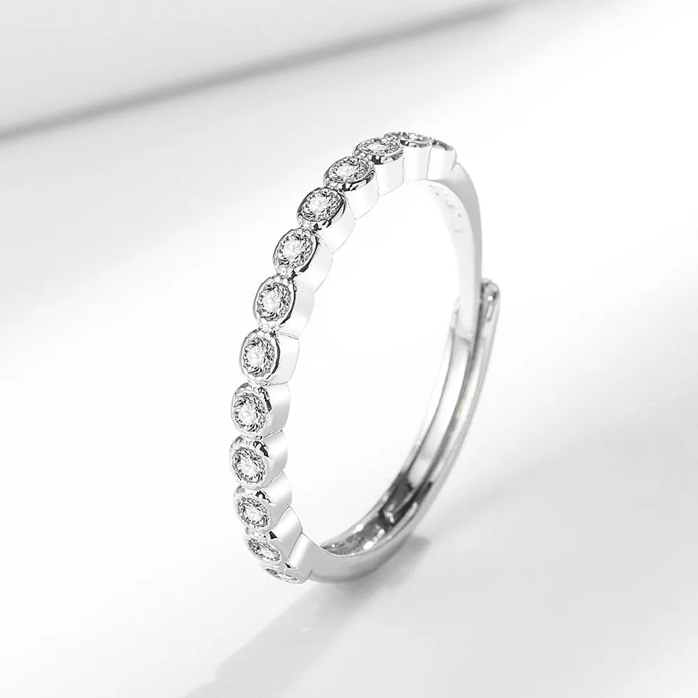 Simple women's light luxury diamond tail ring in white gold colour, electroplated copper, open mouth geometric shape