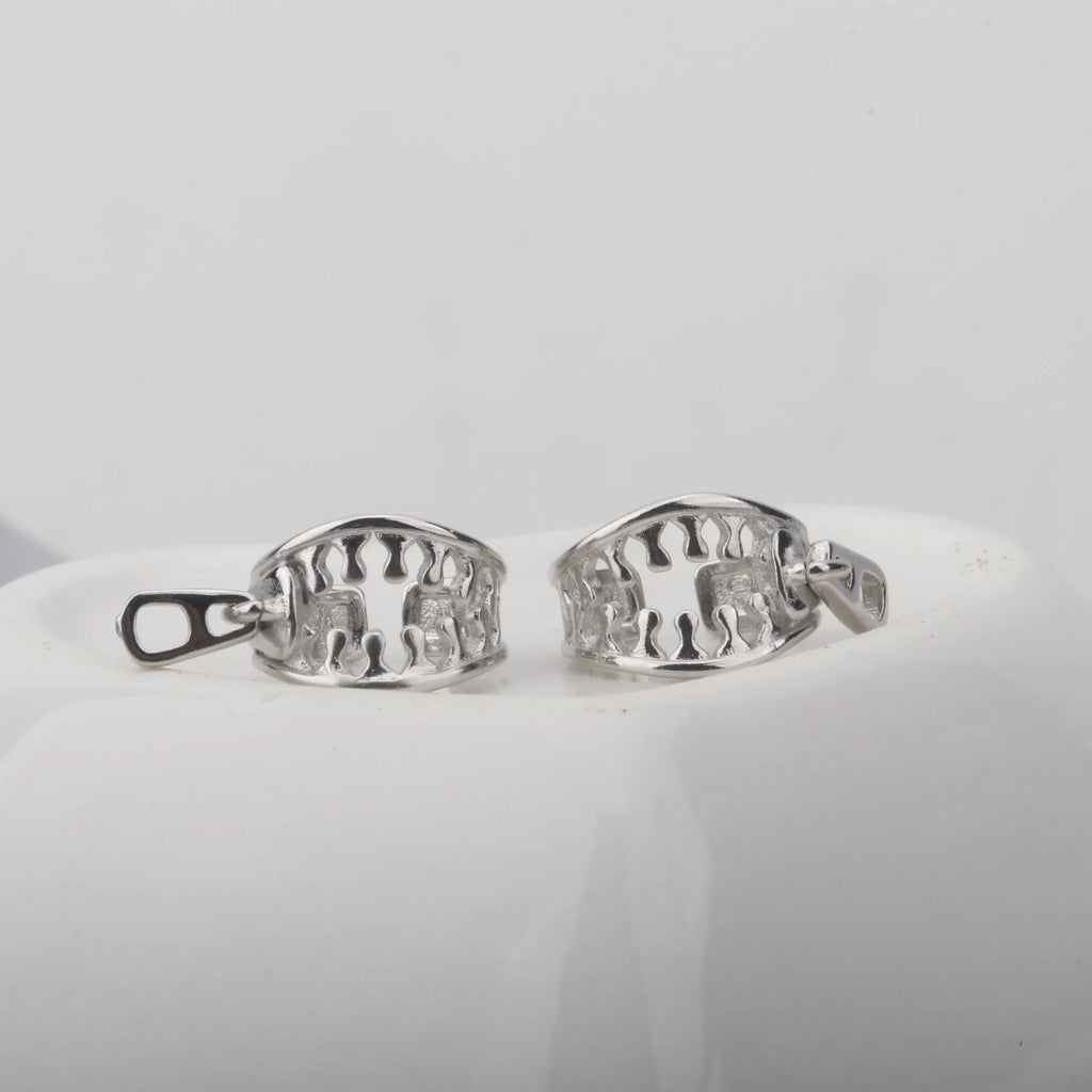 Geometric copper ear clips with simple line design and zipper closure mechanism