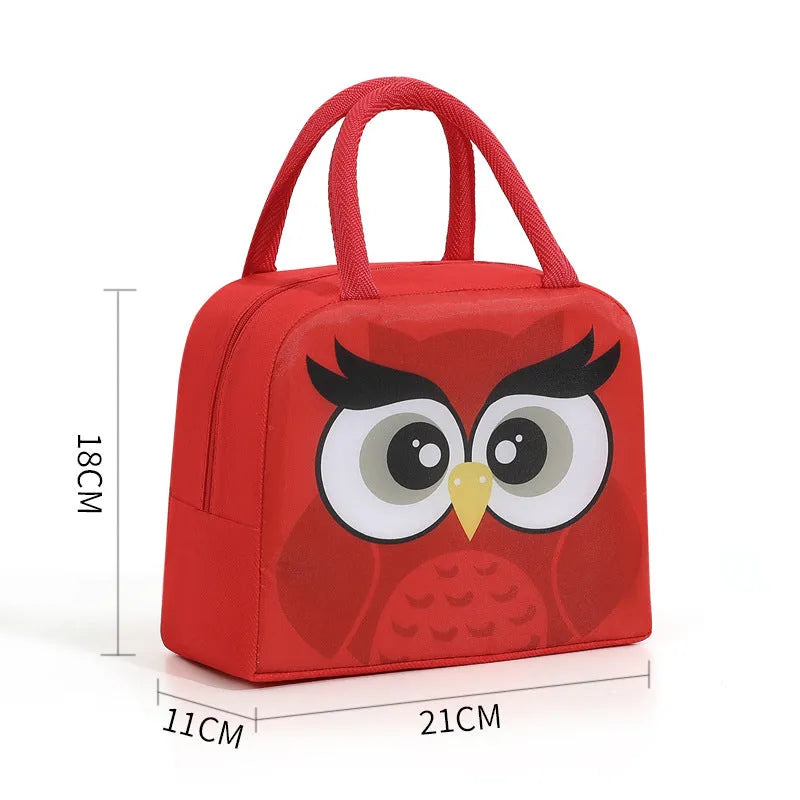 Children's insulated lunch bag with aluminium foil lining in orange bear cartoon design