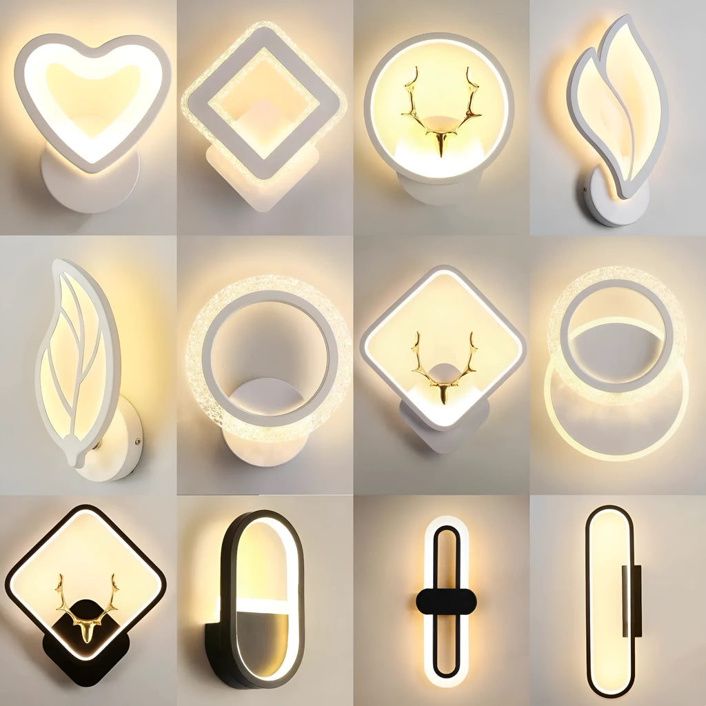 Modern simple 220V bedroom wall lamp with tricolour, warm, and white light options, one lamp per pack