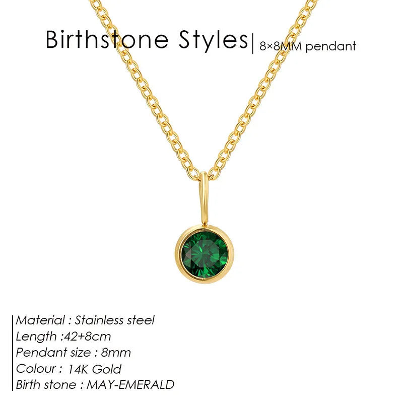 Entry Lux Colorful Rhinestone Pendant stainless steel U-shaped necklace with golden finish and July rose red rhinestone