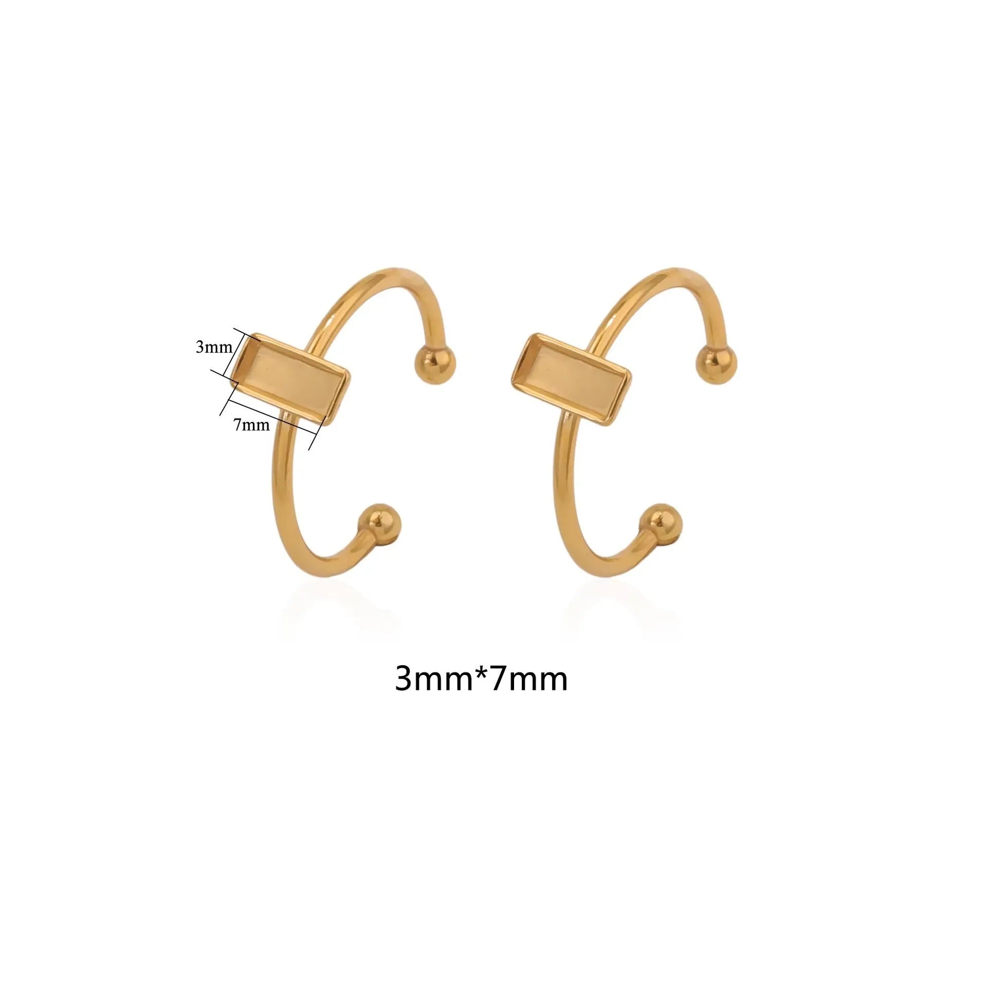 Gold stainless steel ring setting with totem pattern in multiple shapes for DIY jewellery
