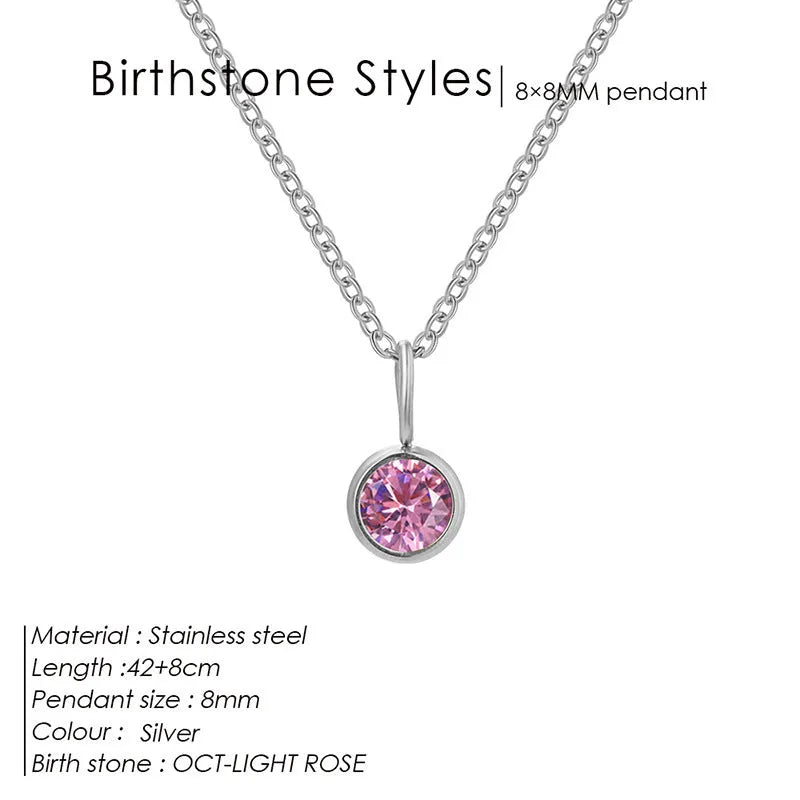 Entry Lux Colorful Rhinestone Pendant stainless steel U-shaped necklace with golden finish and July rose red rhinestone