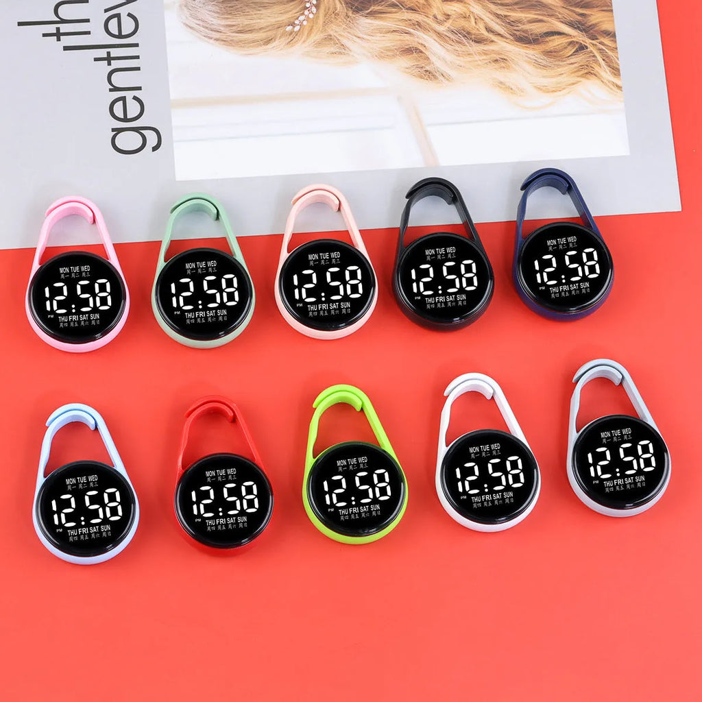 Digital LED electronic watch with plastic strap showing week display, available in multiple colours