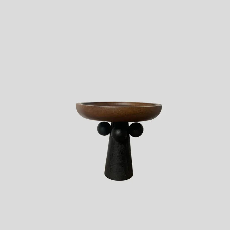 Nordic high-legged wooden round tray modern simplicity home decor