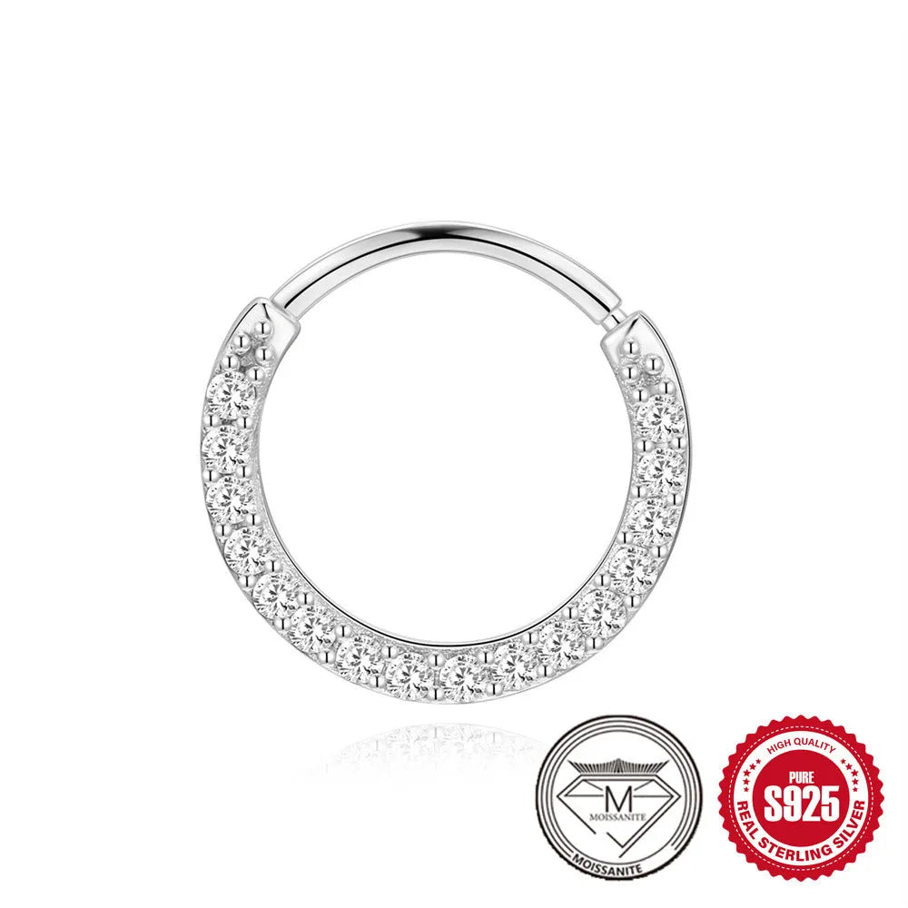 Sterling silver geometric stud earrings with petal design in platinum finish