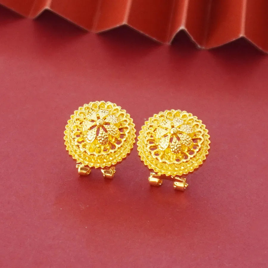 Landscape Middle East gold-plated floral jewellery three-piece set showing necklace, earrings and ring