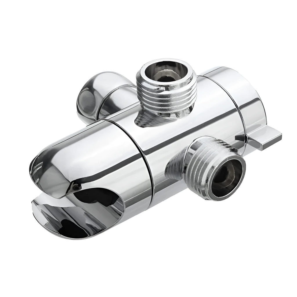 Copper shower water distributor connector with American bracket and plastic ball joint.