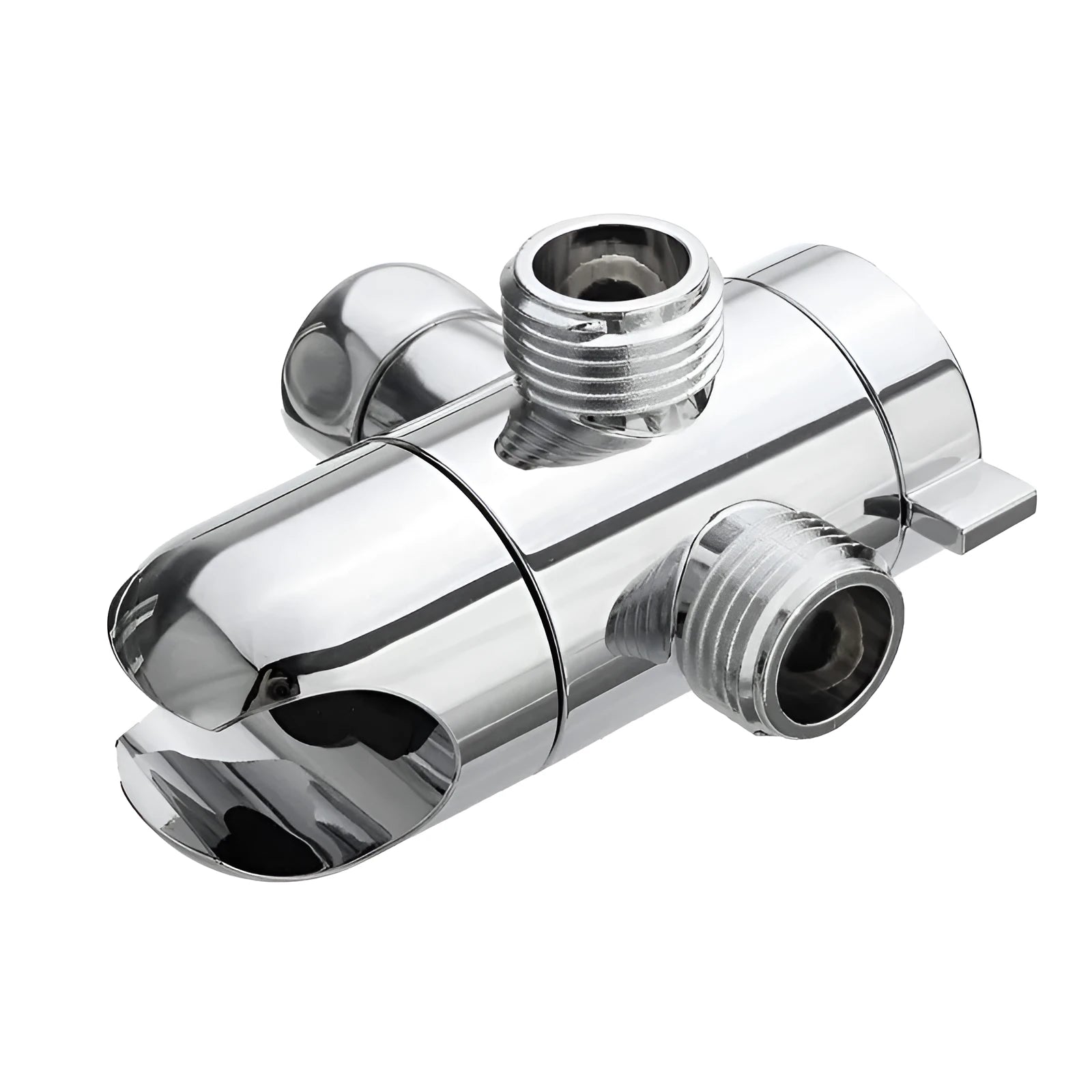 Copper shower water distributor connector with American bracket and plastic ball joint.